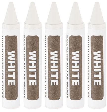 QUARKZMAN Möbelreparatur Holzmarker, 5 Stück weiße Füllstifte, Holzwachsstifte für Kratzer, Holzböden, Tische, Schränke, Schreiner, Abdeckungen