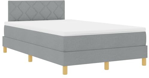 vidaXL Boxspringbett mit Matratze Hellgrau Polsterung 120X200 cm Modernes Design Stoff für Erwachsene Holzbeine Einfache Montage und Komfort Bequem Luxus Erwachsenes Stylisches Schlafzimmermöbel