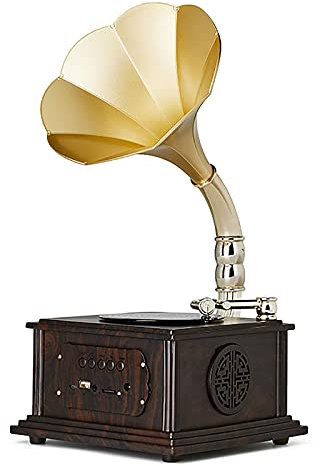 Tocadiscos retro con fonógrafo vintage con altavoces estéreo integrados, reproductor de discos de vinilo portátil, Bluetooth