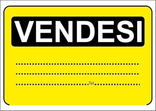 M-ITALY CARTELLO SEGNALETICO - VENDESI CON FONDO GIALLO - Adesivo Extra Resistente, Pannello in Forex, Pannello In Alluminio (Adesivo, 30x42 cm)