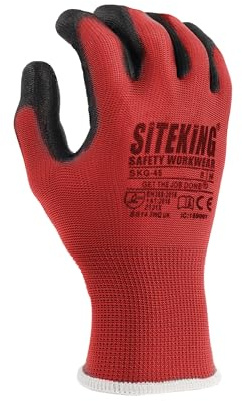 SITE KING PU Palm Work Gloves 12 Pairs, Safety Grip Gloves for Builders