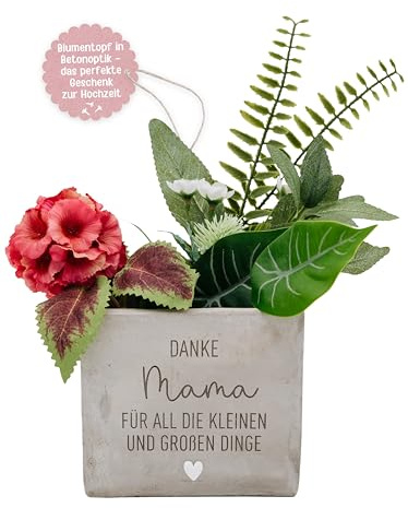 wunderwunsch Geschenk Hochzeit Pflanztopf, personalisierter Blumentopf | Besondere Blumenvase aus Keramik für Geldgeschenk, schöner Übertopf zum Abschied und Geburtstag, individuelle Geschenkidee