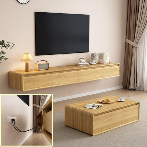 XDXINY Soporte flotante para TV, estantes flotantes grandes para TV, montado en la pared, múltiples compartimentos de almacenamiento, consola de TV, mueble de TV, banco flotante debajo de la TV