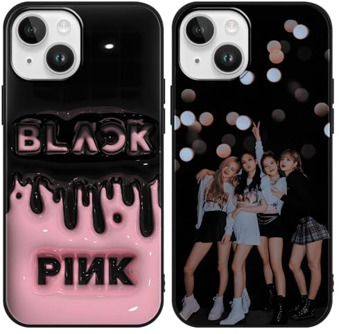 nurkorki 2 Stück Handyhülle für iPhone XR Hülle 6.1 Zoll, Korea Idol Blackpink Kpop Star Rose Jenny Lisa Jisoo Pose Muster Designs Case Schwarz Schutzhülle Stoßfest TPU Weich Ultra Dünn Cover