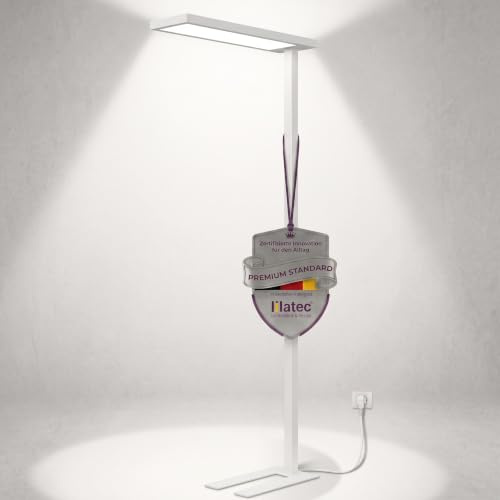 LED Büroleuchte Stehleuchte für Büro und Home Office, mit Touchfeld dimmbare Stehlampe für Schreibtisch-Arbeitsplätze, 4.000K Neutralweiß, 8.000 lm, 100W, UGR < 19 blendfrei, Up & Down, (weiß)