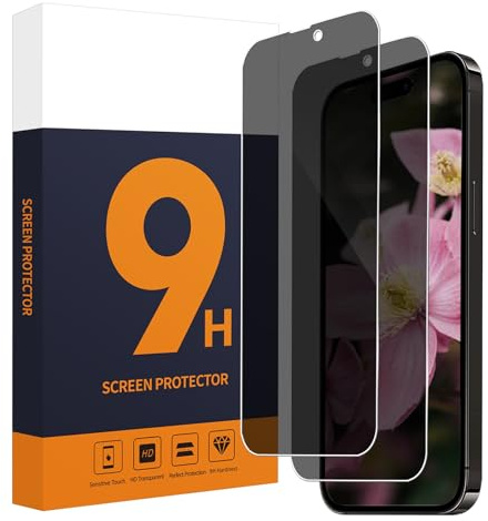 Carantee Schutzfolie für Panzerglas für iPhone 15/15 Pro 5G Schutzglas, | 2 Stück 9H Härte Privatsphäre Sichtschutzfolie, Sensitive Touch, Anti-Staub, HD Spy iPhone 15 Displayschutzfolie Blickschutz