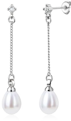 925 Silber Stecker Perlenohrringe Perlen Creolen Ohrstecker Ohrringe Damen | 20G 1 Paar zarte Perlenohrringe, hypoallergen, mit Ginkgo-Blatt und Zirkonia, Haken und Creolen, Modeschmuck für Damen