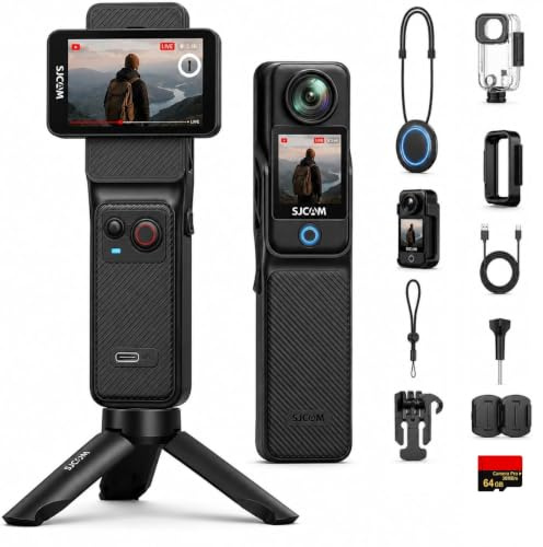 SJCAM C400 4K Vlog Kamera,7h Akku,Wasserdicht | 6-Achsen-Bildstabilisierung,2,29 Dreh-Touchscreen Unterwasserkamera für YouTube,Reisen