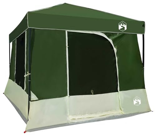 Qnhdfrt Camping-Zelt-Set 2-teilig mit Vordach, 531 x 290 x 251 cm, Garten-Pavillon und Innenzelt aus Taffeta und Stoff, funktionales Outdoor-Zelt für Garten und Terrasse, Grün