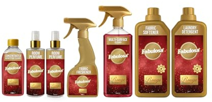 Fabulosa All-in-One General Household Cleaning Bundle, Cleaners and Fresheners, Antibacterial Sprays and concentrated Disinfectants, Long Lasting Fragrance, 7 Pack, Rouge Roulette