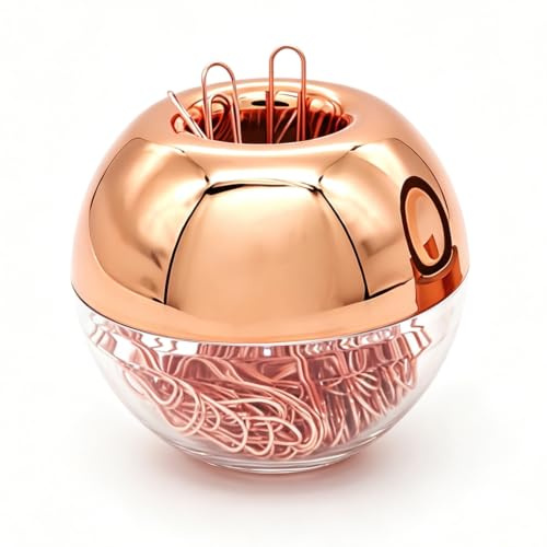 Büroklammerhalter, mittelgroß, holografische Büroklammern, Spender, 28 mm, Büroklammern für Schreibtisch-Organizer, Zubehör, Roségold, 100 Stück