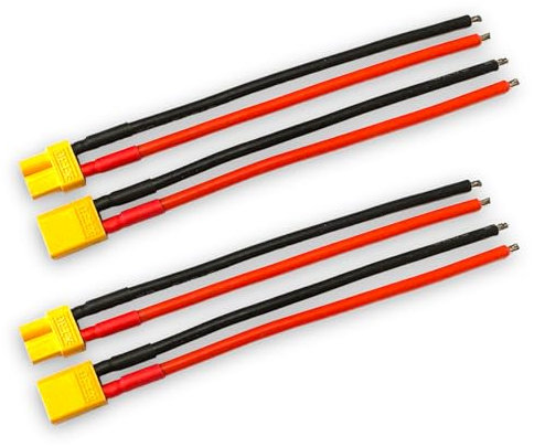 VUNIVERSUM 2 Paar (4 Stück) Premium XT30 Stecker + Buchse (Male-Female) inkl. 10cm 16AWG Kabel Adapterkabel Goldstecker für Lipo Akku Batterie Modellbau RC Copter