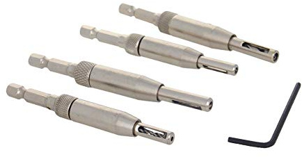 Utoolmart Zentrierbohrer-Set, selbstzentrierend, Scharnierbohrer, Kernlochstanzer, Werkzeug für Schranktür, Fenster, Sechskantschaft, HSS 5-in-1-Set