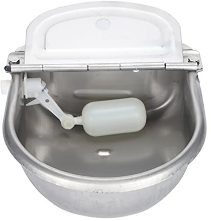 Automatic Water Bowl 4L Stainless Steel Livestock Water Trough with Float Valve, Self-Filling Waterer Dispenser for Horses, Dogs, Cattle, Goats, Sheep
