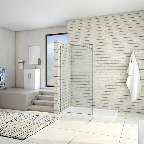 Parete Doccia Walk in 120x200 cm Vetro Temperato Trasparente Anticalcare da 8 mm con Barra di Supporto Tagliabile 90 cm Telaio Cromato