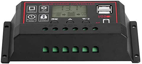 Cargador de energía solar Controlador fotovoltaico Salida USB 5V con pantalla digital, Controlador de carga solar 12V 24V 50A con manual