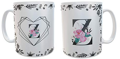 Los Eventos de la Tata. Tazza da caffè 250ml Festa della Mamma (LETRA J) regali originali per il compleanno. Regali personalizzati Tazze con Iniziale J