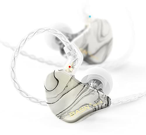 BASN MMCX - Auricolari in-ear a triplo driver con bassi ricchi, auricolari | Cuffie intrauricolari con isolamento acustico con bassi profondi, due cavi staccabili, auricolari IEM confortevoli per