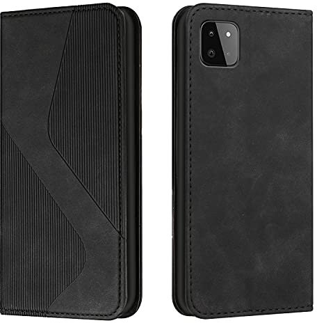 NEXCURIO Handy Hülle für Samsung Galaxy A22 5G Handyhülle mit Kartenfäch Klapphülle Klappbar Schutzhülle Leder Flip Wallet Case Cover Tasche Handytasche Stoßfeste - Schwarz