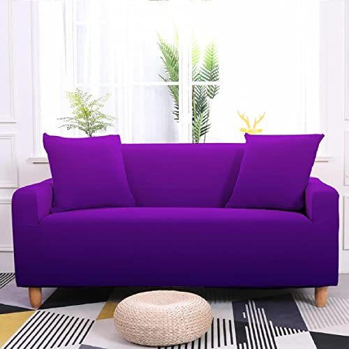 ZAHHYG Sofa Überzug Elegantes Tiefes Lila Sofaüberwurf Sofabezug Stretchy Couchbezug Sofa Bezug Ecksofa Überwurf Sofabezüge Antirutsch Sofahusse Jacquard Sofaüberzug 3 Places (190cm-230cm)