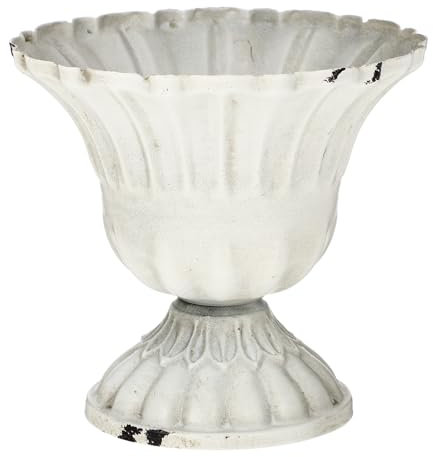 Angoily Vase Metall Geriffelte Elegant Retro Trompete Eisen Schmiedeblume n Wedding Centerpieces Bauernhaus Dekorative Distressed Dekoration für Home Office White Trockenblumenvase