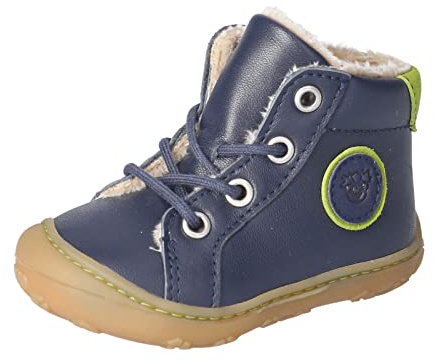 RICOSTA Unisex - Baby Lauflernschuhe GEORGIE,Kinder Boots,WMS:Mittel,lose Einlage,booties,gefüttert,schnürschuhe,schnürer,nautic (170),18 EU