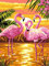 OWN4B Kreuzstich Stickpackungen Vorgedruckt, Flamingos am See bei Sonnenuntergang Bilder 11CT 14,2x18,1 Zoll DIY Stickpackung Set