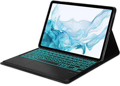 FOGARI Combo Touch Tastatur mit Schutzhülle für Samsung Galaxy Tab S8 Plus 2022,S7 FE/ S7 Plus, é.ç.§ Tastatur für Tab S7 FE 12.4 Zoll [SM-T730/T733/T736 /T738]. , Schwarz