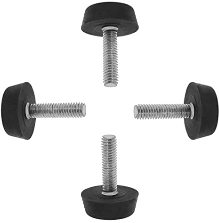 4 x Möbelfüße verstellbar schwarz M6 | Nivellierfüße Bodenschutz | Regulierschraube | Möbelgleiter drehbar - Gewindegleiter | Stellschraube | Verstellschraube | Stellschrauben | Ø 21mm - Höhe 25mm