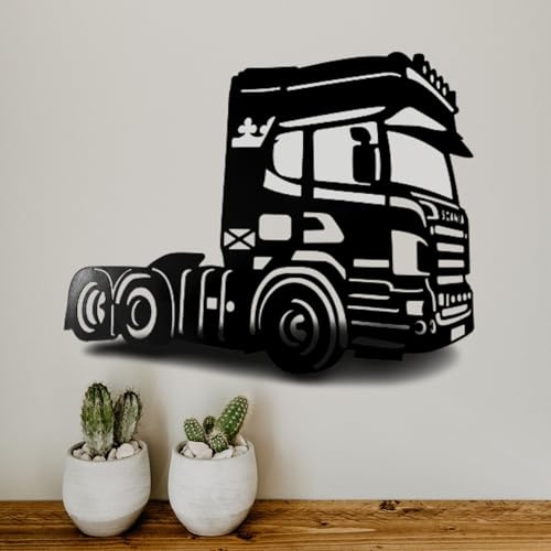 Wanddeko aus Metall für drinnen und draußen, schwedischer LKW Wandbild