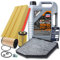 BESTPRICE Inspektionspaket Filterset mit 1x Ölfilter, 1x Kraftstofffilter, 1x Luftfilter, 1x Innenraumfilter (Aktivkohle), 1x Ölablassschraube mit Dichtung, 1x Motoröl 5W-30 Top Tec 4200 5 l,