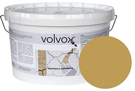 ecotec Naturfarben GmbH Volvox Espressivo Lehmfarbe - Wandfarbe matt - hohe Deckkraft - streichfertige Naturfarbe PG B kupferorange 10 L