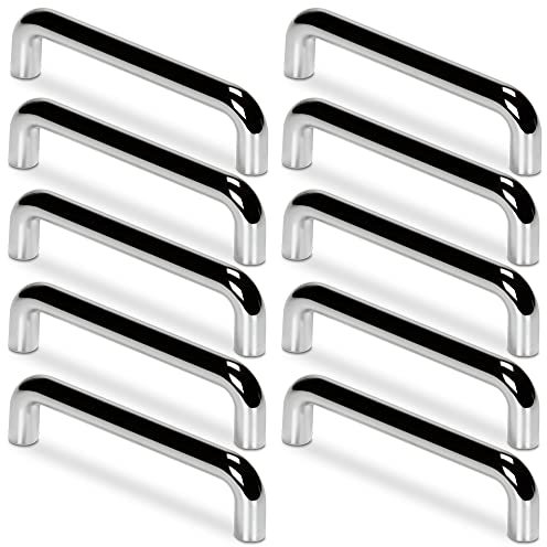 Mavö 10 x Schubladengriff Möbelgriff 96mm Lochabstand, Griff für Möbel Kunststoff Chrom poliert Odysy