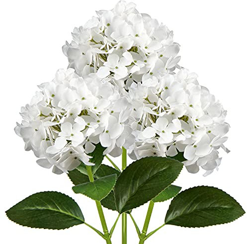 Oairse 3 Stück Künstliche Hortensienblüten 3D-Druck Real Touch Künstliche Blumen wie echte Hortensien für Hochzeit, Zuhause, Hotel, Party, Blumenarrangement, Blumen Durchmesser 19 cm