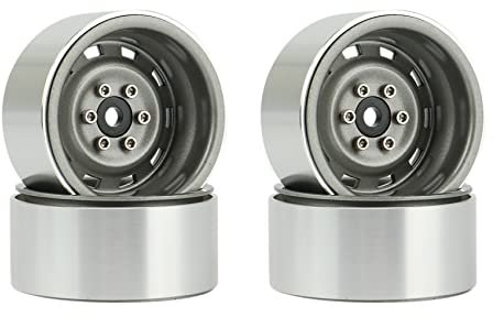 Oikabio 4 StüCke 1.9 Metall Beadlock Rad Naben Felge für 1/10 RC Crawler Axial SCX10 90046 AXI03007 TRX4 D90,2