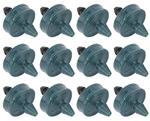Buachois 100 Stück Bewässerung Tropfer Sprinkler, 8l/h Druckkompensierender Tropfbewässerung Dripper, Einstellbar Mikro Strömungsstabilisator Bewässerungssprinkler für ID 4mm OD 7mm Schlauch
