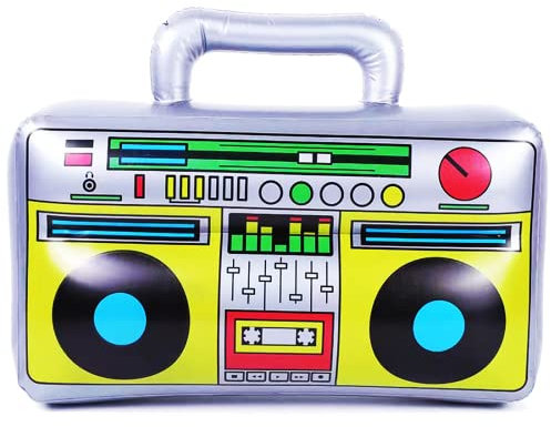Aufblasbare Rock Star Toy, Aufblasbare Radio, Aufblasbarer Retro Ghettoblaster, 80er 90er Jahre Dekoration Party, Retro Party Deko für Disco Mottoparty Karneval Outfit