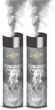 SPARKLERS CLUB Fumigène a Main 1 MINUTE couleur Blanc - Lot de 2 - Allumage Frottoir, durée 60 secondes, fumigene artifice couleur à tenir en Main - fumigene a main - Catégorie F1 - LIVRAISON 24/48H