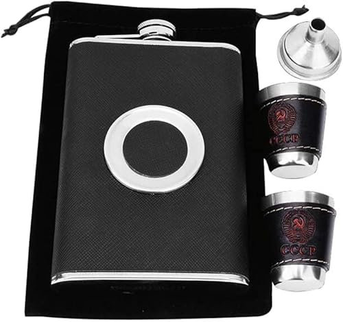 CAFFIA Juego de petacas de Acero Inoxidable de 8 oz for Licor con Vaso de chupito Plegable Integrado y petaca con Embudo for Hombres y Mujeres de Infinite Bliss