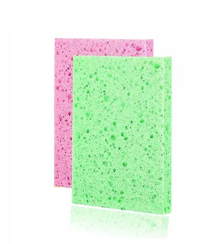 large Cellulose Sponge Wipe Kitchen Wiping Sponges Super Thick Clean Wet Surface Slabs Cleaner Scrubbing Pads Highly Absorbent Washable Non Scratch Pad pack of (2)