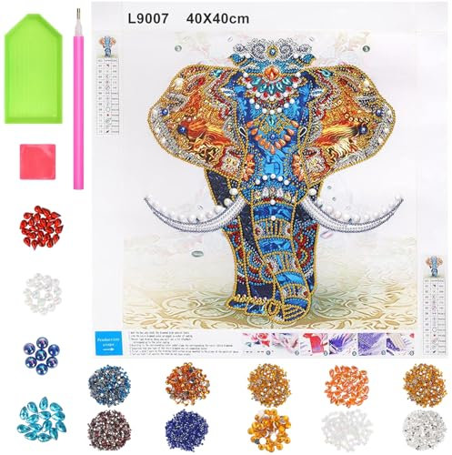 TECHEEL Diamond Painting Elefant 5D Diamond Painting Kinder Elefant Diamond Painting für Kinder Diamond Painting Elefante Groß 40x40 für 8 9 10 11 12 jahre Erwachsene Kinder Painting DIY Kit