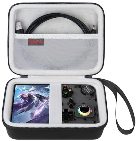 Elonbo Valise pour amberlit RG405V Vintage Console de Jeu Portable, Vertical Edition Android Vintage Handheld Game Voyage Sac de Rangement Rack, Noir