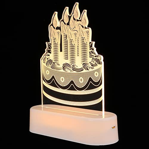DOITOOL Geburtstag Lichter Geburtstagstorte Für Mädchen Kerze Kuchen Licht Ornament Beleuchten 3d-led-tischlampe Geburtstagsfeier Licht Weiß Acryl Hochzeit Geburtstagsparty Liefert Kind