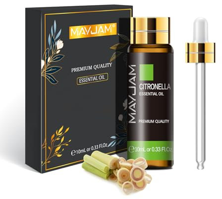 MAYJAM Huile Essentielle de Citronnelle-1 10ML de Haute Qualité pour Diffuseur, Humidificateur, DIY, Home, Wardrobes