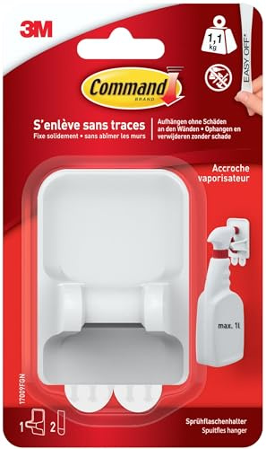 Command Spray Bottle Holder - 1 Hanger and 2 Large Adhesive Strips - Easy Storage No Drilling - Removable Without Residue