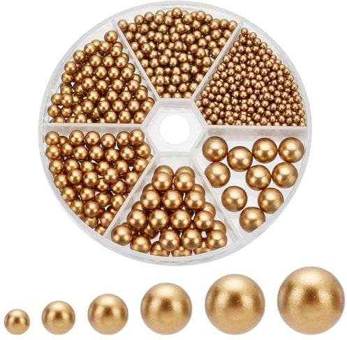 PH PandaHall 1070 Stück Perlen 6 Größen Ohne Löcher Perlen Für Vasenfüller Kunstperlen Zum Basteln Tischstreuung Hochzeit Geburtstag Party Heimdekoration (3/4/5/6/8/10mm) Gold