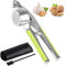 Deepton Knoblauchpresse, 2 In 1 Multifunktional Garlic Press, Knoblauchpressen Edelstahl, Knoblauchschneider Mit Schälhilfe Und Bürste, Knoblauchpresse Spülmaschinenfest Für Knoblauch Nussbaum