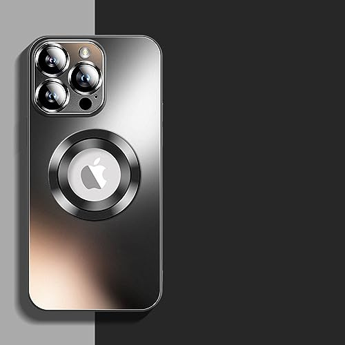 PEYING Wireless Charging Matte Glass Lens Protection Magnetic Phone Case For iPhone 14 13 12 11 15 Pro Max Cover Shell,Black,For iPhone 14Pro Max