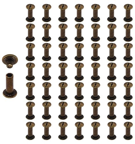 Begino Lot de 100 vis Chicago M5 x 20 mm pour reliure à rivets, bronze
