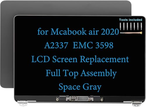 Daplinno Pantalla de repuesto de 13 pulgadas para MacBook Air M1 2020 A2337 EMC 3598 MGN93 MGND3 MGN73 MGNA3 MGNE3 Pantalla LCD completa Kit de montaje completo (gris espacial)